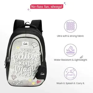 Genie Magic 36L Black School Backpack
