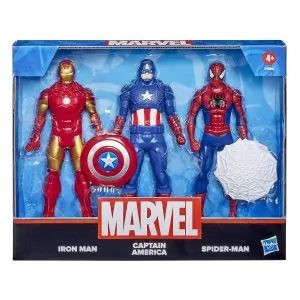 Hasbro Marvel Action Figure Toy 6-inch Figures Ironman, Spiderman, Captain America (Pack of 3)