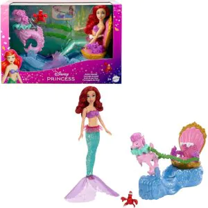 Disney Princess Mattel Ariel Mermaid Doll & Rolling Chariot