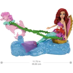 Disney Princess Mattel Ariel Mermaid Doll & Rolling Chariot