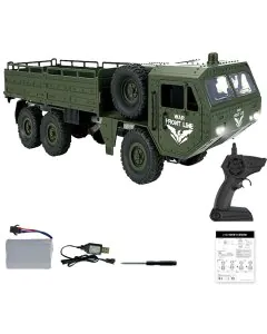 TF Military Transporter RC Truck 6WD 24G Off-Road Army Cargo Vehicle with LED Lights (RTR)