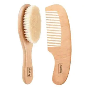 Hopop Natural Bristle Baby Wooden Brush & Comb Set