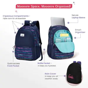 Genie Ocean 36L Navy Blue Laptop Backpack With Raincover