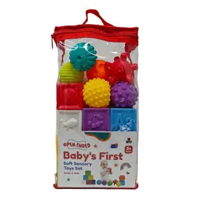 Open Ended Baby's First Soft Sensory Toy Set -Balls & Blocks (14 Pieces)