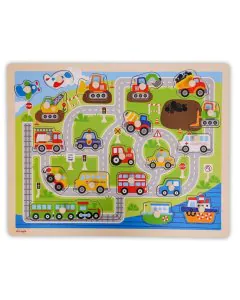 Open Ended Wooden Giant Peg Puzzle Vehicles