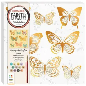 Hinkler Art Maker Paint By Numbers Foil Reflections Kit Vintage Butterflies