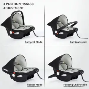 R for Rabbit Picaboo 4in1 Multipurpose Baby Carry Cot Cum Car Seat Black/Grey ICPBBG1
