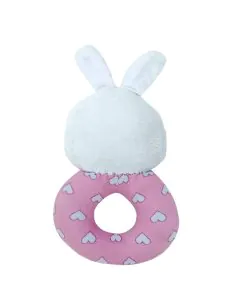 Trots Plush Bunny Face Rattle Soft Toy with Round Handle