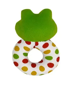 Trots Plush Froggy Face Rattle Soft Toy with Round Handle