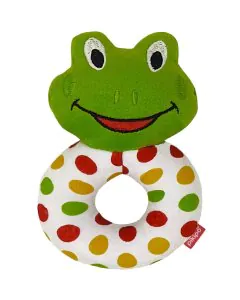 Trots Plush Froggy Face Rattle Soft Toy with Round Handle