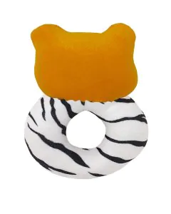 Trots Plush Tiger Face Rattle Soft Toy with Round Handle
