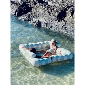 Sunny Life Pool Float Lie On Twin Hammock Luxe Soft Olive S41DHWHT