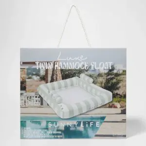Sunny Life Pool Float Lie On Twin Hammock Luxe Soft Olive S41DHWHT