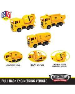 KV Toys Pull Back Engineering Vehicle (Pack Of 4)