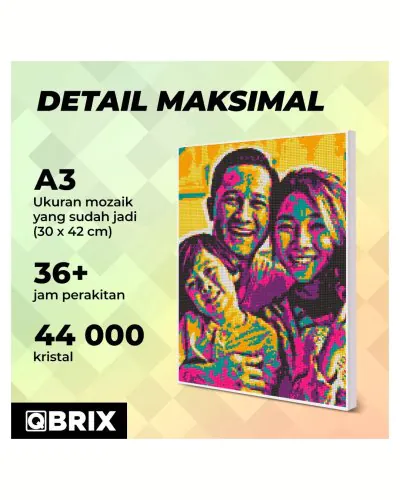 Qbrix Pop-Art Diamond Painting Kit Based On Your Photo A3 Size