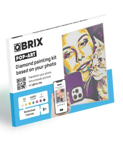 Qbrix Pop-Art Diamond Painting Kit Based On Your Photo A3 Size