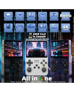 TF R36s Handheld Game Console 64G Transprent - White