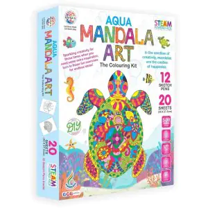 Ratna's Aqua Mandala Art Colouring Kit - 20 Sheets & 12 Sketch Pens Inside