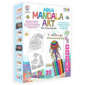 Ratna's Aqua Mandala Art Colouring Kit - 20 Sheets & 12 Sketch Pens Inside