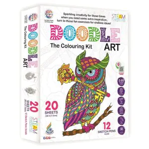 Ratna's Doodle Art Colouring Kit - 20 Sheets & 12 Sketch Pens