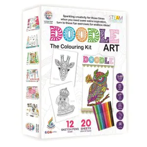 Ratna's Doodle Art Colouring Kit - 20 Sheets & 12 Sketch Pens