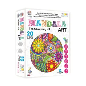 Ratna's Mandala Art Colouring Kit - 20 Sheets & 12 Sketch Pens Inside