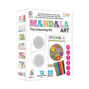 Ratna's Mandala Art Colouring Kit - 20 Sheets & 12 Sketch Pens Inside