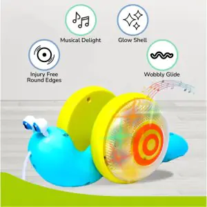 R for Rabbit Orapple Snail Tune Musical Pull Toy Blue/Yellow