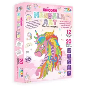 Ratnas Unicorn Mandala Art Kit - 20 Sheets & 12 Sketch Pen