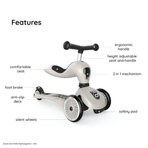 Highwaykick 1 ash ハイウェイキックワン Highwaykick 1 Ash | Scoot and Ride | Step for kids from 1 to 5 years