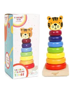 Shooting Star Wooden Rainbow Stacking Rings