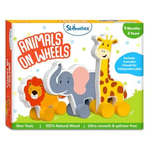 Skillmatics Wooden Toy Animal On Wheels