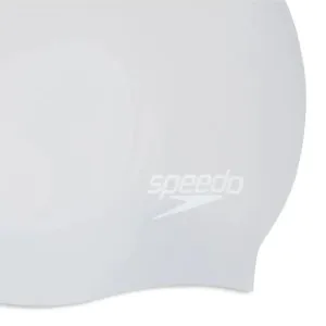 Speedo Women's Long Hair Silicone Swim Cap Silver/White