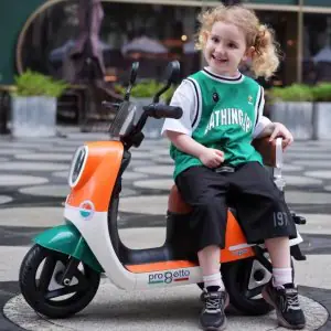 TF Retro Look Remote Control Vespa Kids Battery Operated Ride On Orange 6V