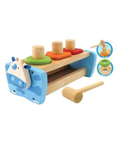 TF Wooden Montessori toys Cow Hammer and Peg Bench