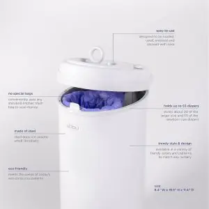 Ubbi Steel Odor Locking Diaper Pail - Silver