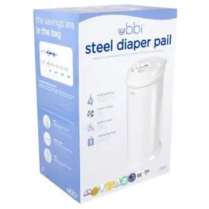 Ubbi Steel Odor Locking Diaper Pail - White