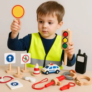 Wudly Wooden Traffic Police Play Set