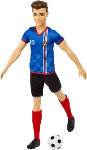 Ken Soccer Doll, Cropped Hair, #10 Uniform, Soccer Ball, Cleats, Socks HCN15